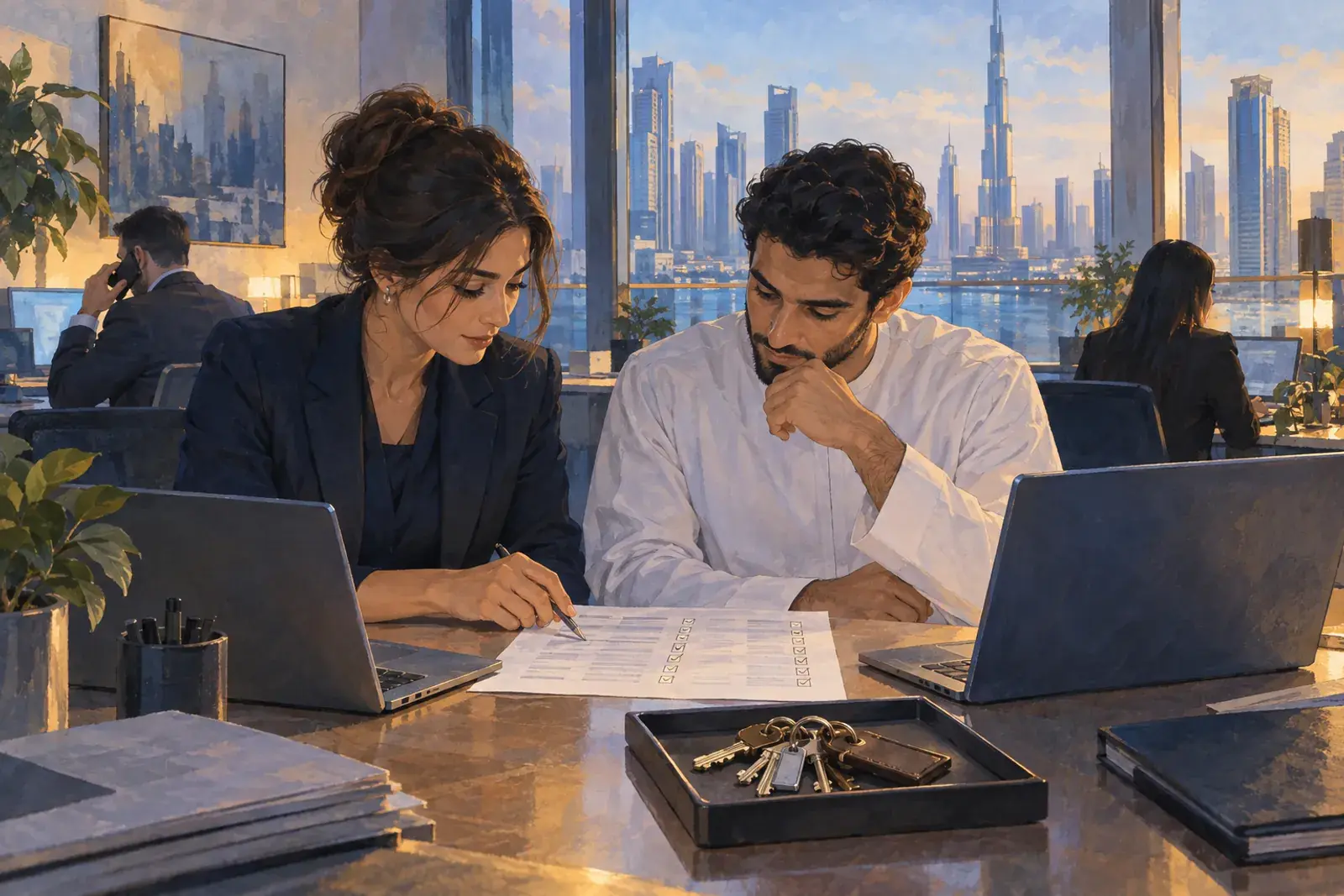 A sales operations manager and a developer at a Dubai brokerage check which staff can reach which systems.