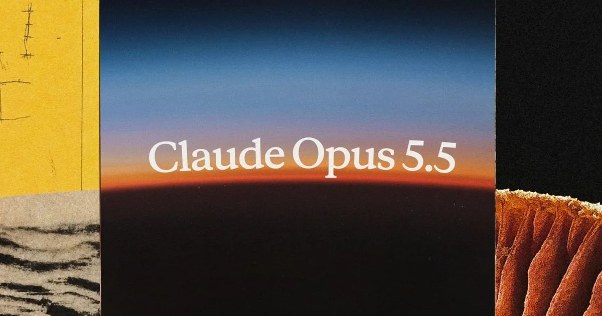 Anthropic's launch card reading Claude Opus 5.5 over a horizon at dawn