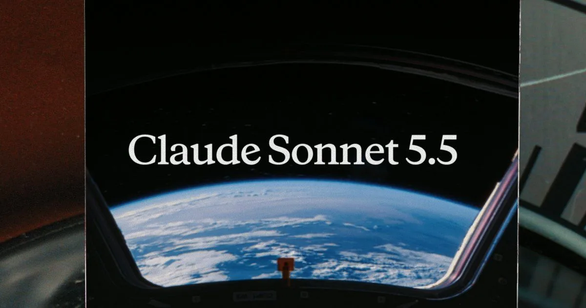 Anthropic's launch card reading Claude Sonnet 5.5 over Earth seen from a spacecraft window