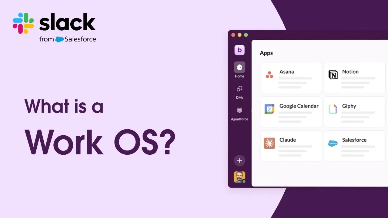 Opening frame of Slack’s video “What Is a Work OS?”